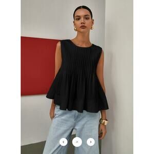 NWT Commense Pleated Peplum Sleeveless Blouse Sz XL